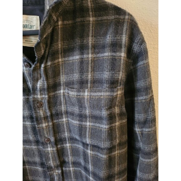 Outdoor Life Slim Fit Gray Bown Men's Elbow Patch Plaid Long Sleeves Top Size XL - Picture 5 of 11